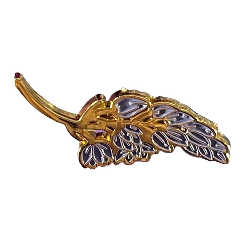 Lavender Leaf Lapel Pin Purple Flower Branch Enamel Brooch Badge Accessories